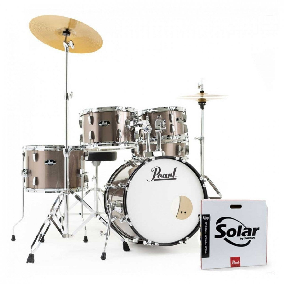 Pearl Roadshow 5pc Drum Kit w/Sabian Cymbals Bronze Metallic